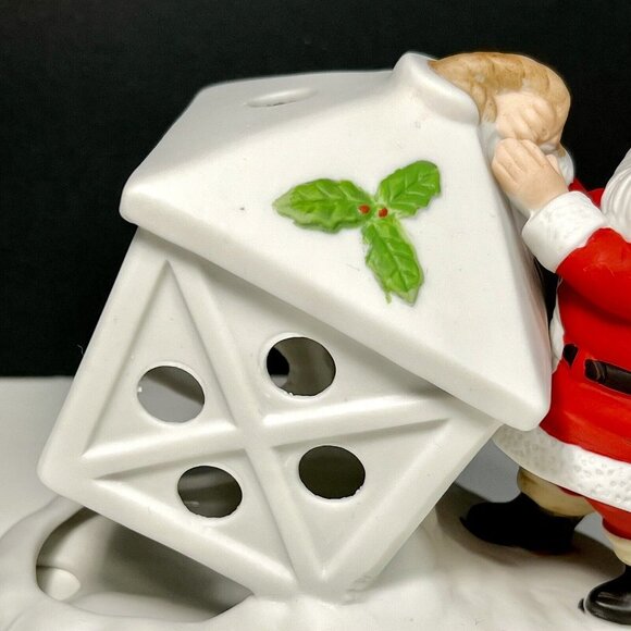Colonial Candle of Cape Cod Santa With Lantern Ceramic Votive Holder Christmas - Picture 3 of 10